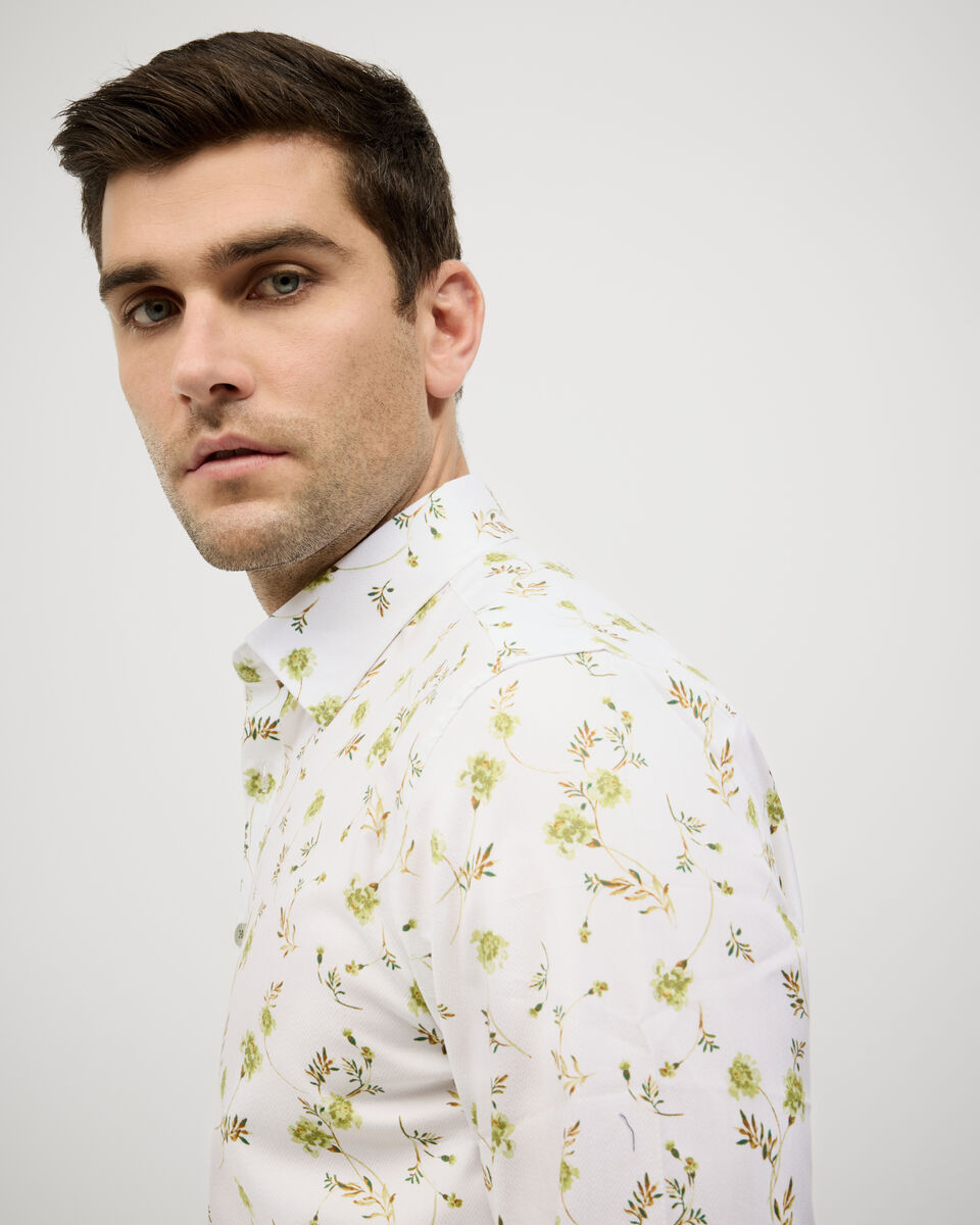 Botanical Floral Print Long Sleeve Shirt, Sage, hi-res